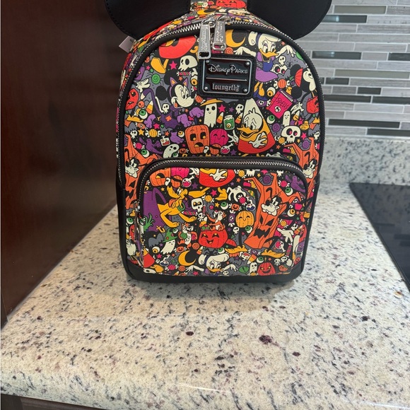 Disney Loungefly Halloween allover print Pumpkin &Ghost Mini Backpack - Picture 2 of 6